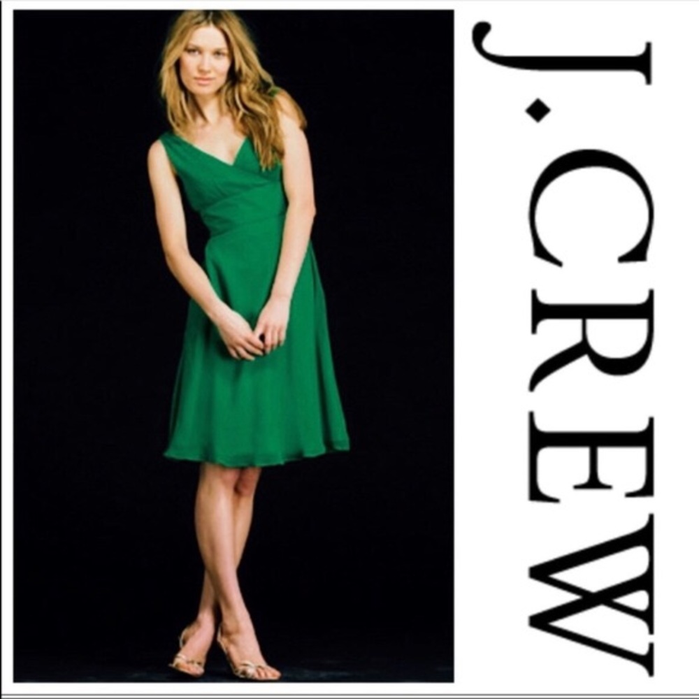 J. Crew Sophia silk emerald dress - Picture 1 of 5